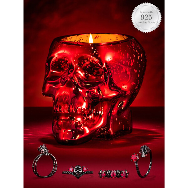 Duftkerze Red Skull - 925er Sterling Silber (Ring) Größe 5 =XS(15,7 mm)=50