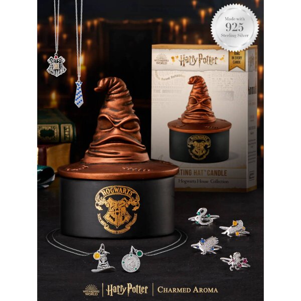 Duftkerze Harry Potter Sorting Hat - 925 Sterling Silber Hogwarts (Ring oder Halskette) Gryffindor Größe 10=XXL(19,84 mm)=62/63
